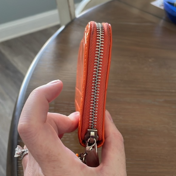 Dior Cannage Patent Leather Wallet - orange - with letter charms - Picture 5 of 16